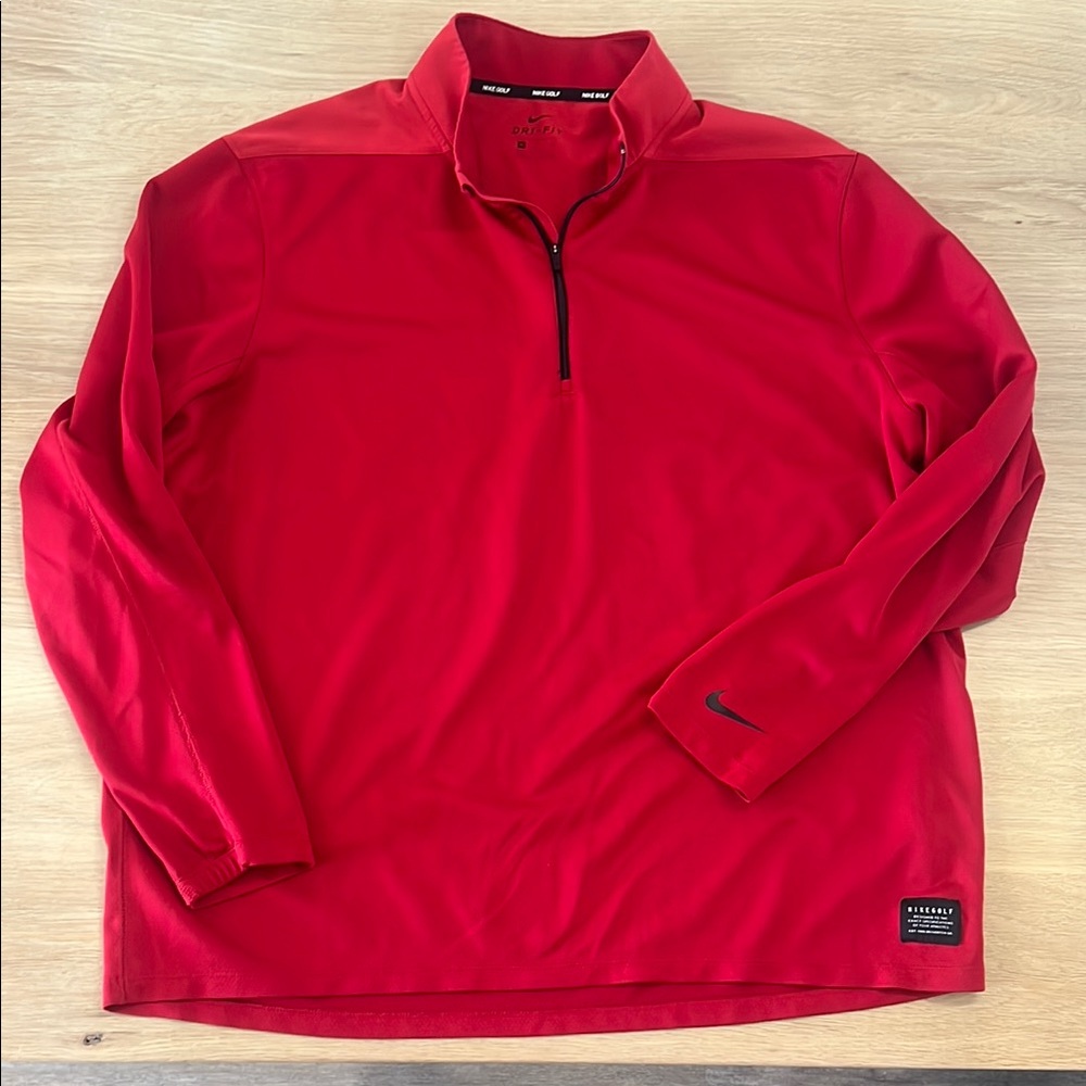 Nike Red Lightweight Shirt Jacket with Stand-Up Collar